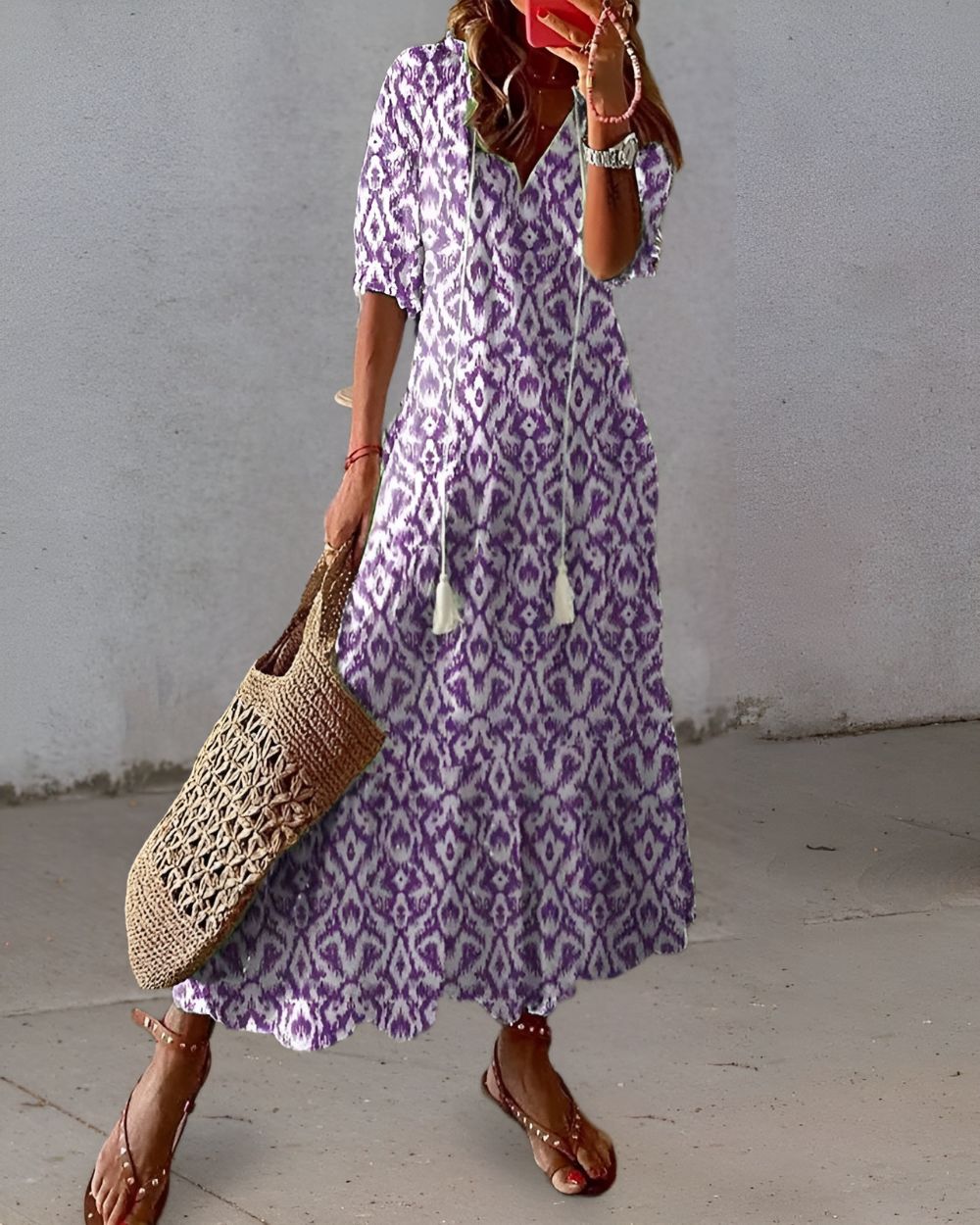 Boho Print Tiered Maxi Dress
