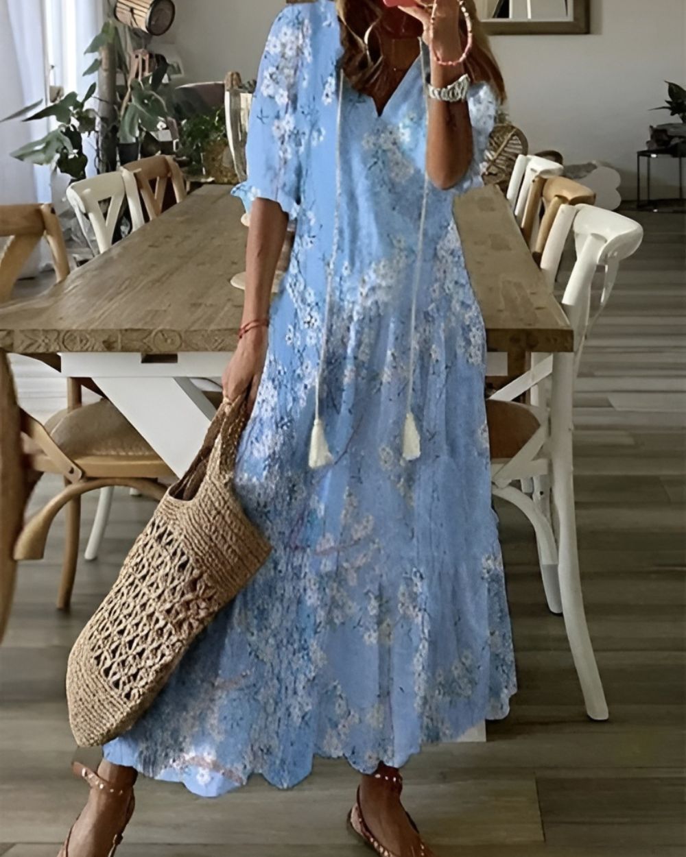 Boho Print Tiered Maxi Dress