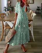 Boho Print Tiered Maxi Dress