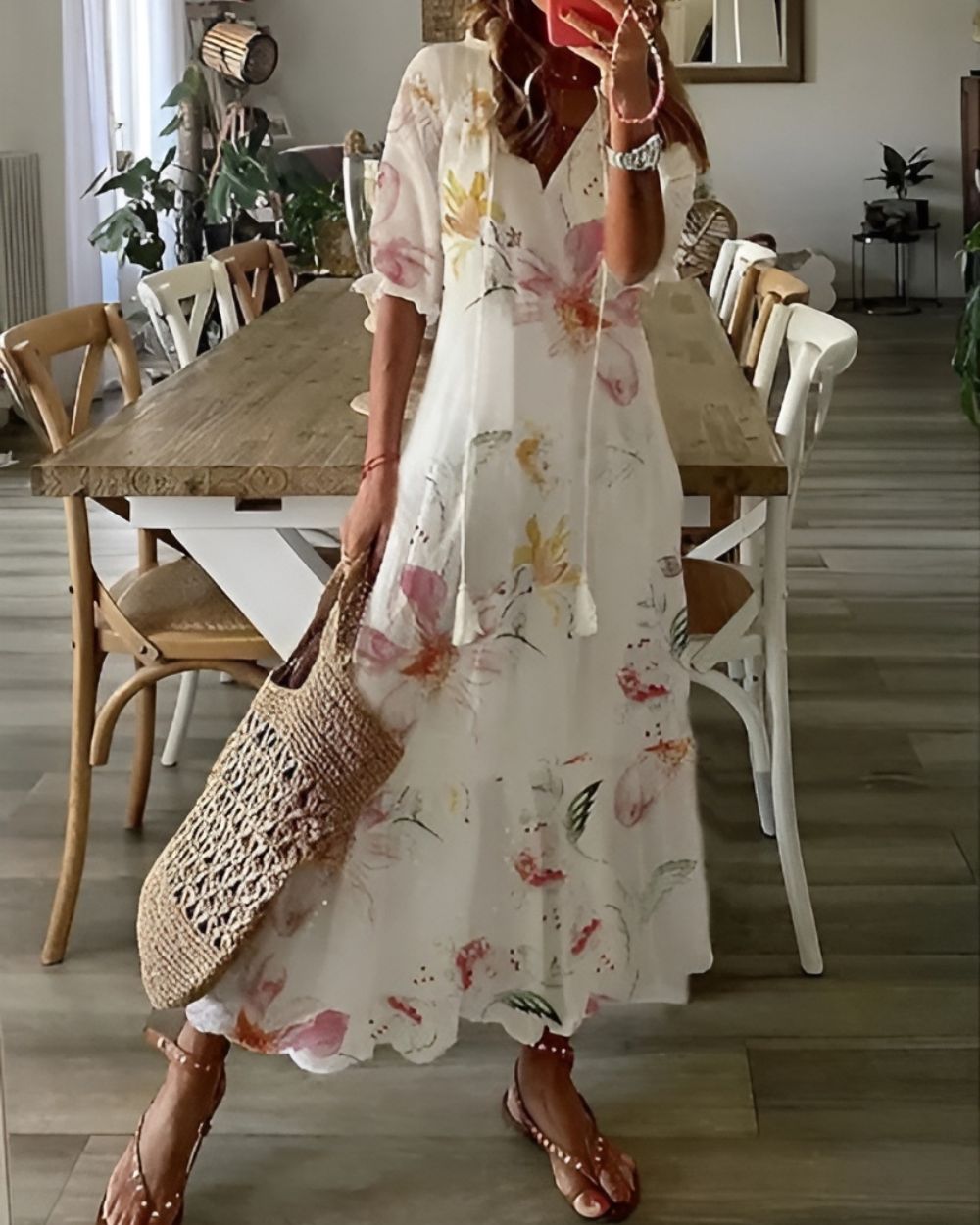 Boho Print Tiered Maxi Dress