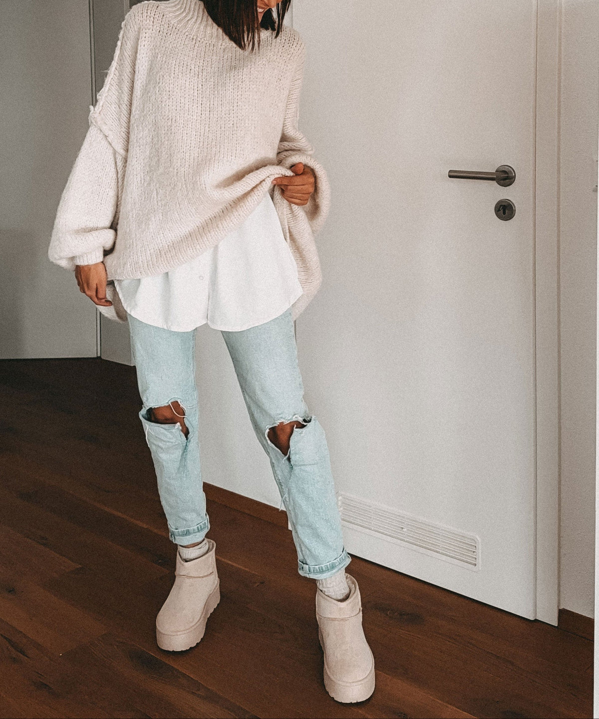 Women's Oversized Chunky Knit Sweater – Relaxed Crew Neck Pullover