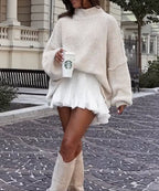 Women's Oversized Chunky Knit Sweater – Relaxed Crew Neck Pullover
