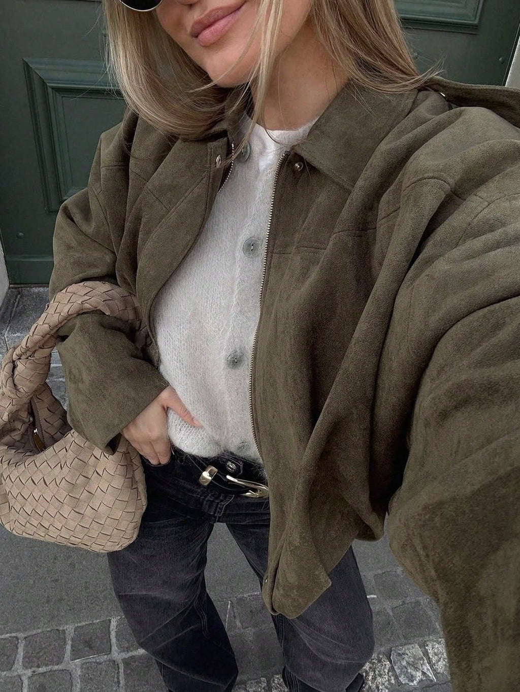 Oversized Bomber Jacket with Stand Collar in 7 Colours