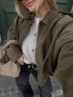 Oversized Bomber Jacket with Stand Collar in 7 Colours