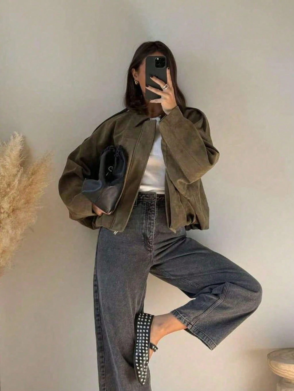 Oversized Bomber Jacket with Stand Collar in 7 Colours
