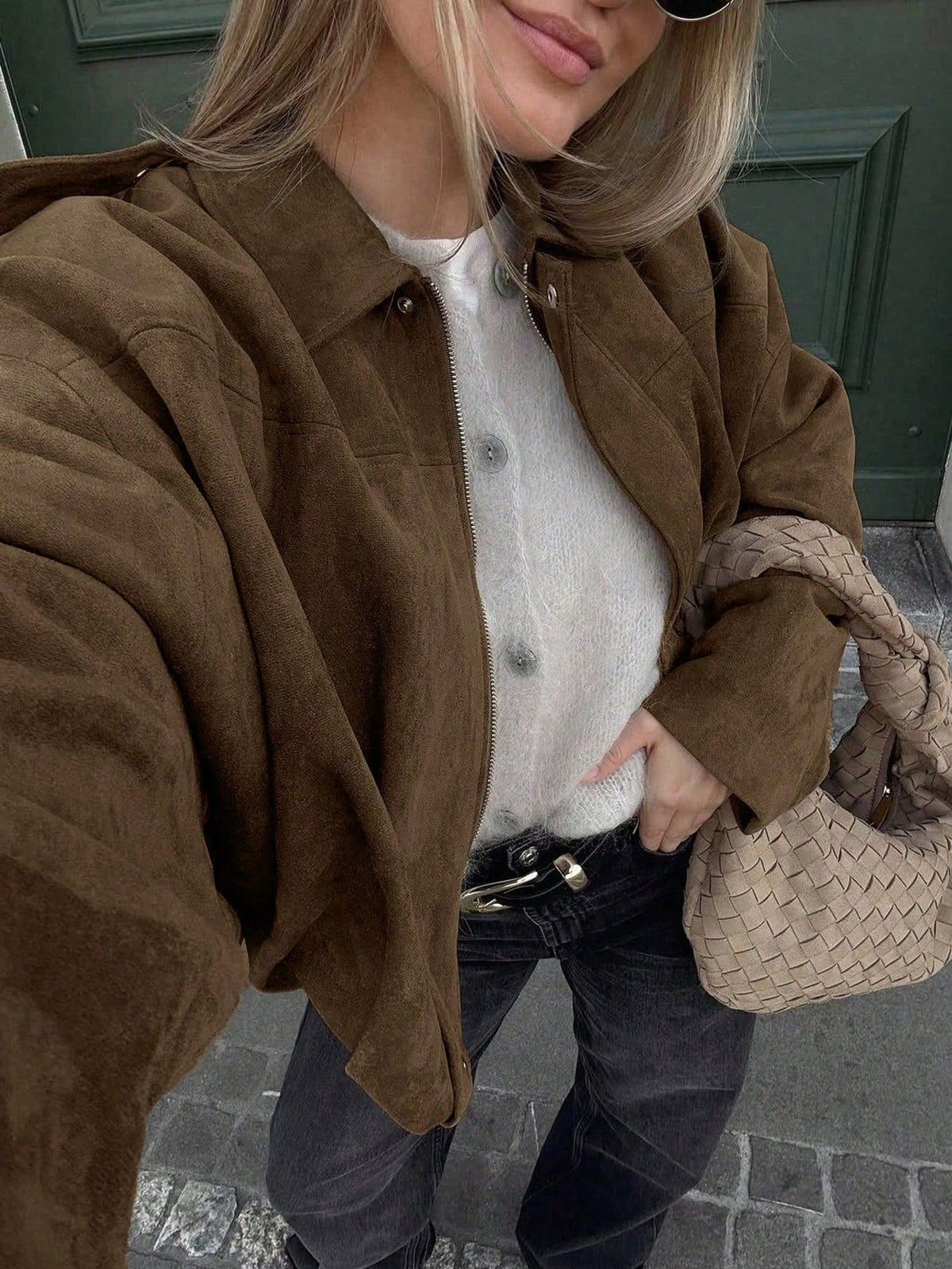 Oversized Bomber Jacket with Stand Collar in 7 Colours
