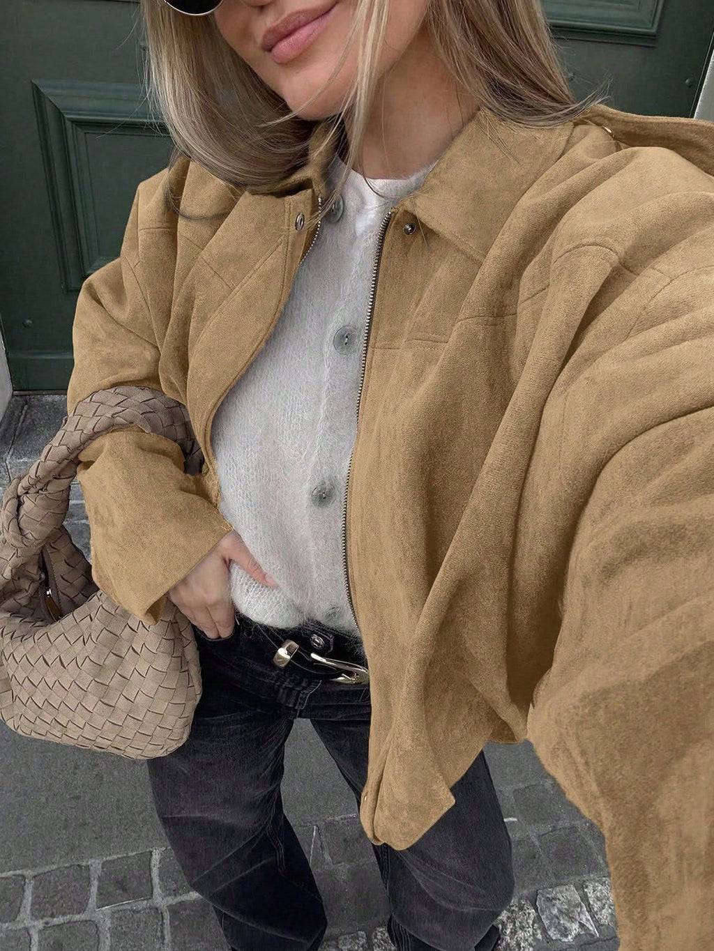 Oversized Bomber Jacket with Stand Collar in 7 Colours