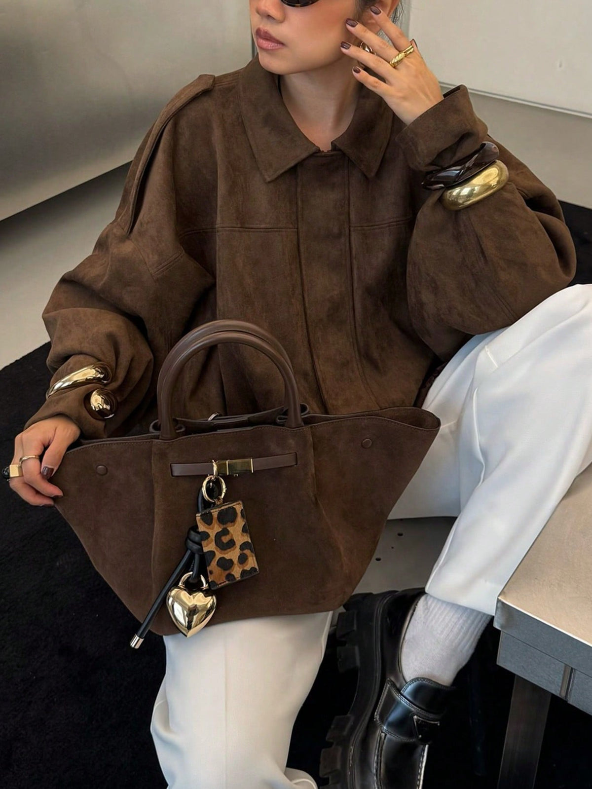 Oversized Bomber Jacket with Stand Collar in 7 Colours
