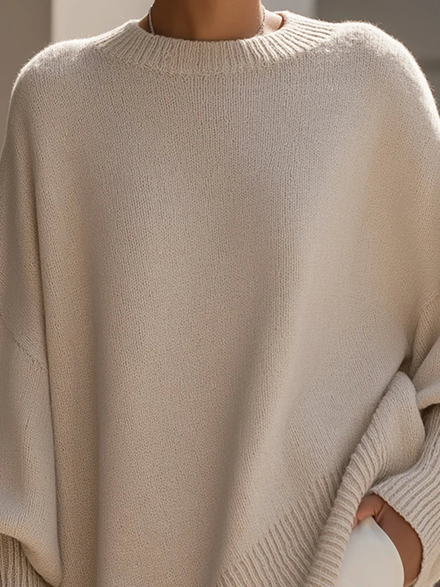 Oversized Wool Blend Jumper – Relaxed Round Neck Knit in 7 Colours