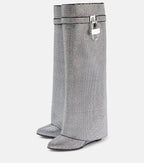 Glitter Statement Boots with Crystal Look – Sparkly Wedge Boots