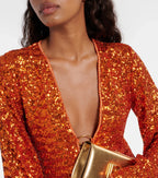 Women's Sequin Mini Dress with V-Neck & Ring Detail – Sparkly Party Dress