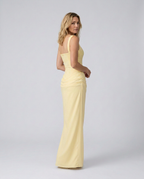 Maxi Dress with Structured Bodice and Draped Skirt