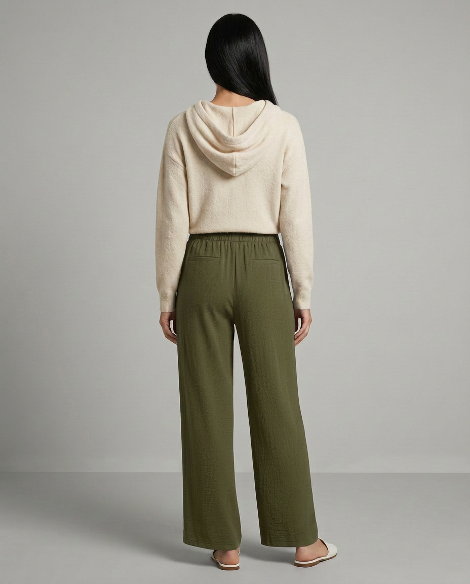 Wide-Leg Trousers with Drawstring Waist
