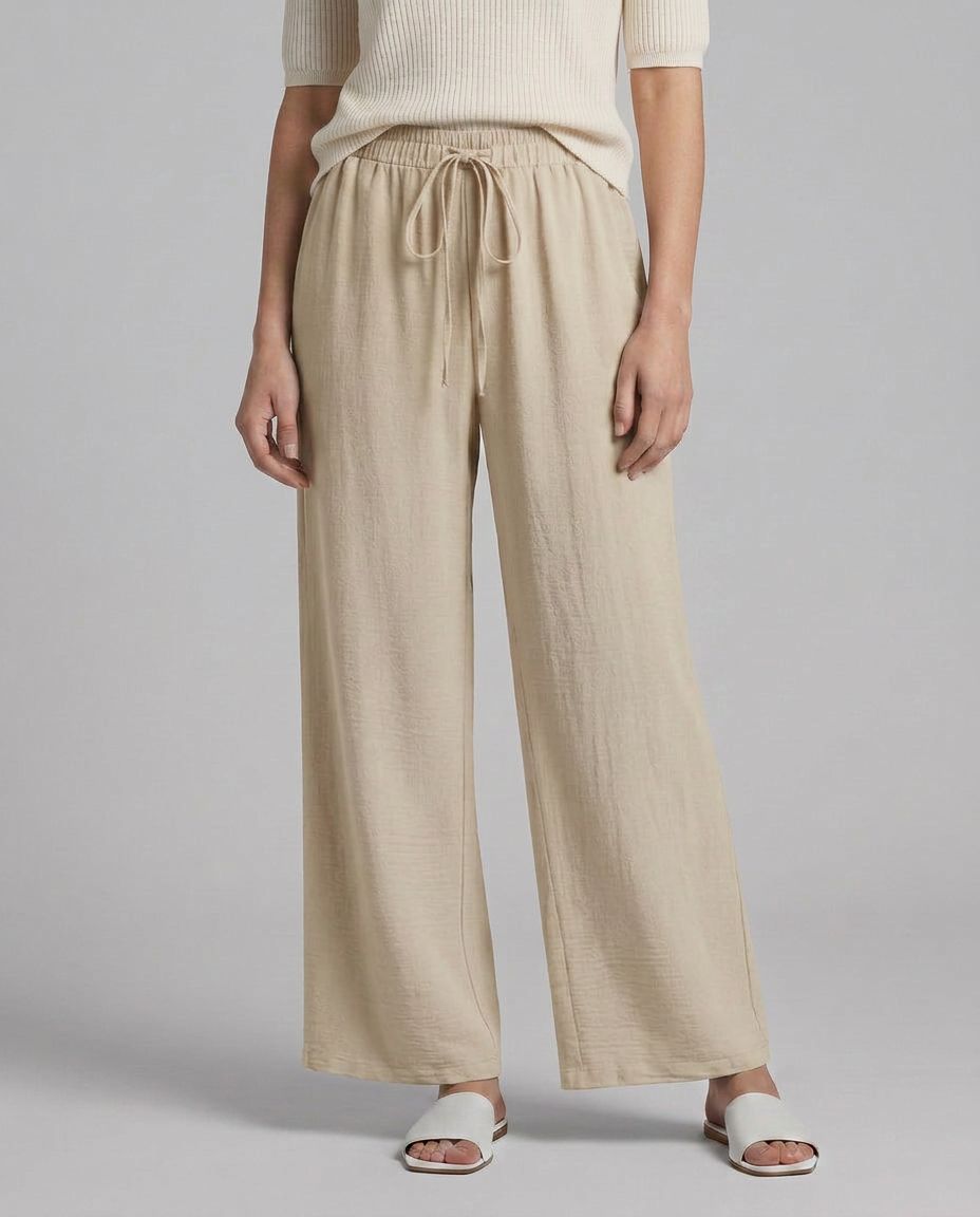 Wide-Leg Trousers with Drawstring Waist