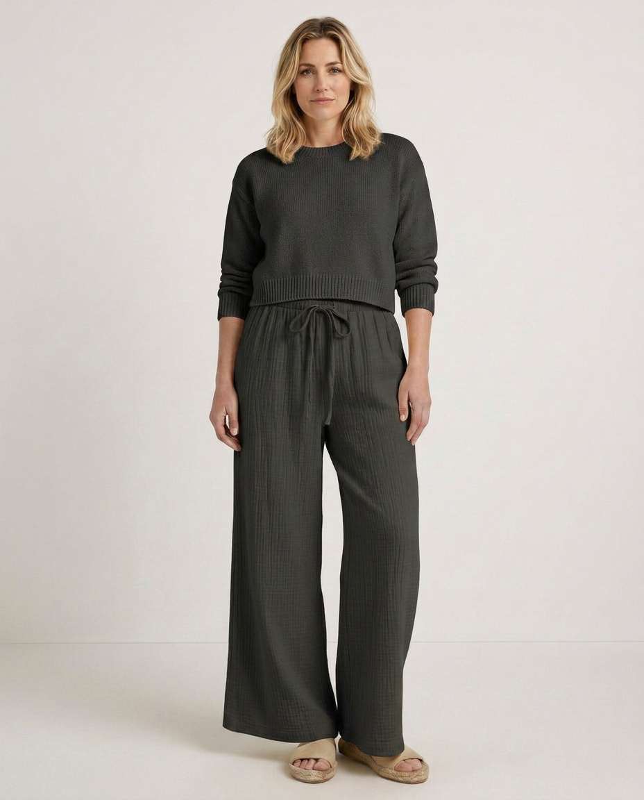 Wide-Leg Trousers with Elastic Waist