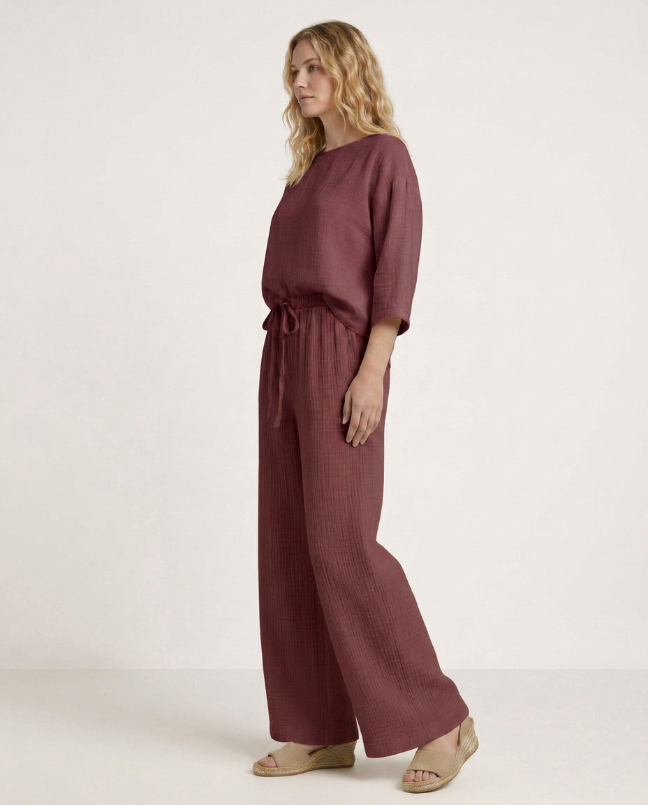 Wide-Leg Trousers with Elastic Waist