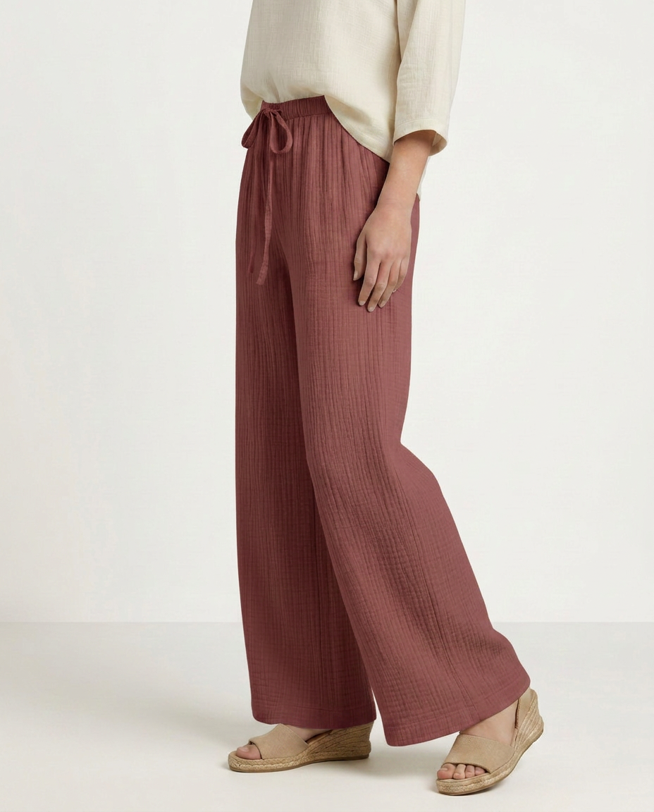 Wide-Leg Trousers with Elastic Waist