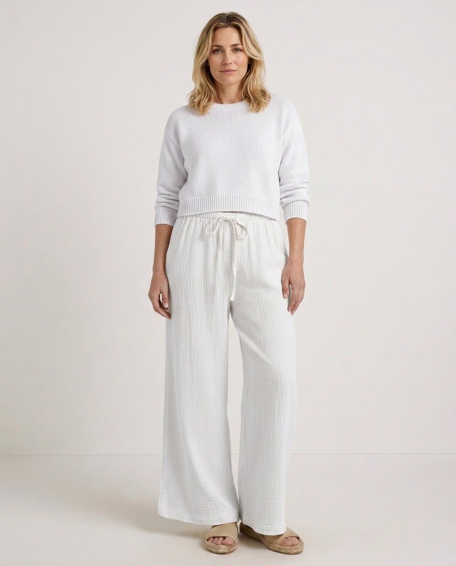 Wide-Leg Trousers with Elastic Waist