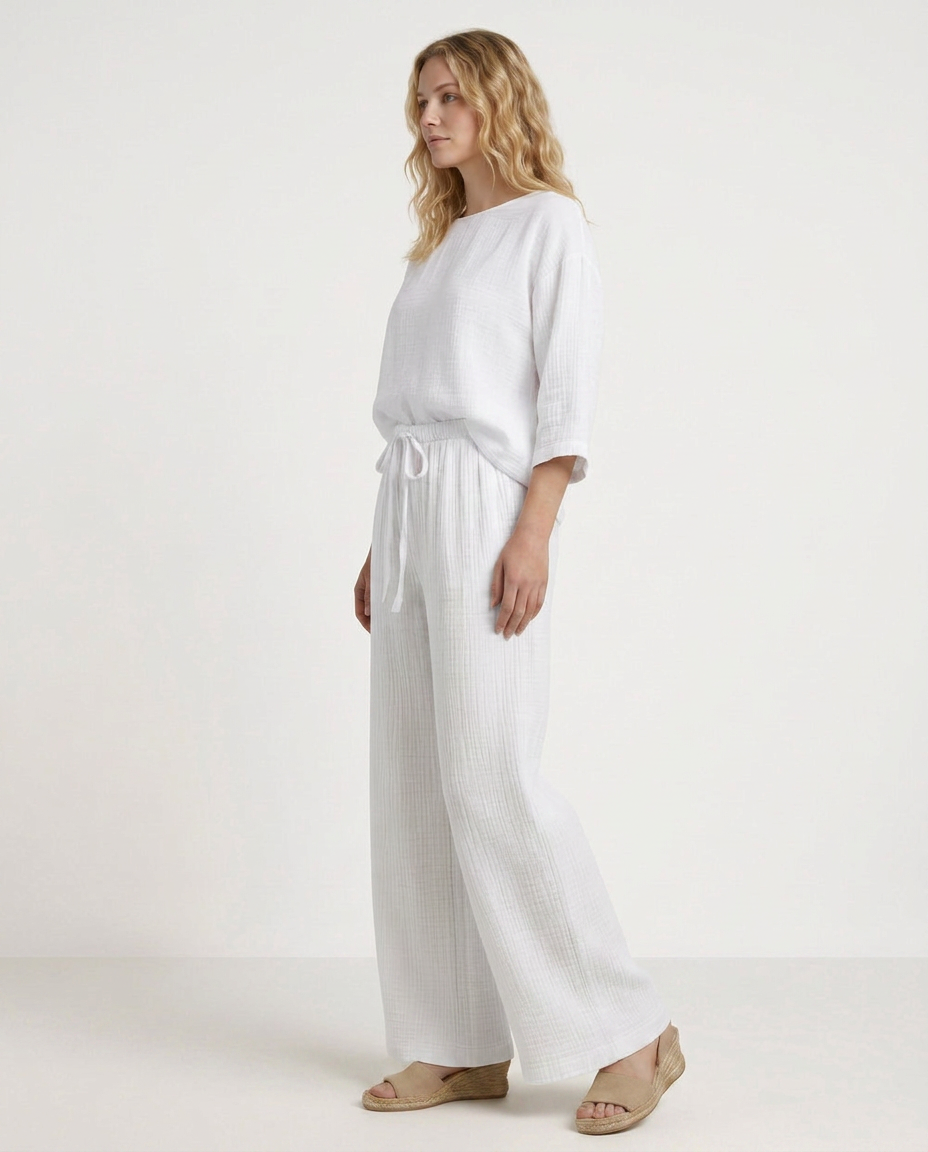Wide-Leg Trousers with Elastic Waist