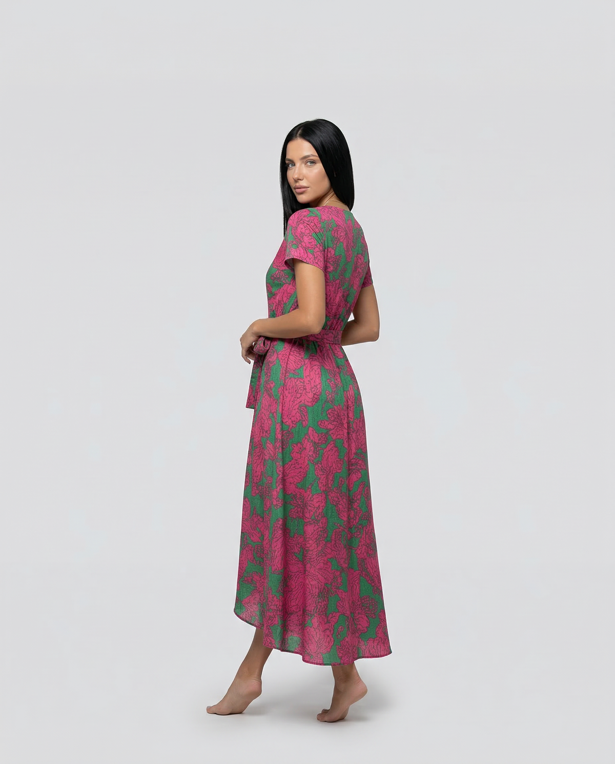 Wrap Maxi Dress with Short Sleeves