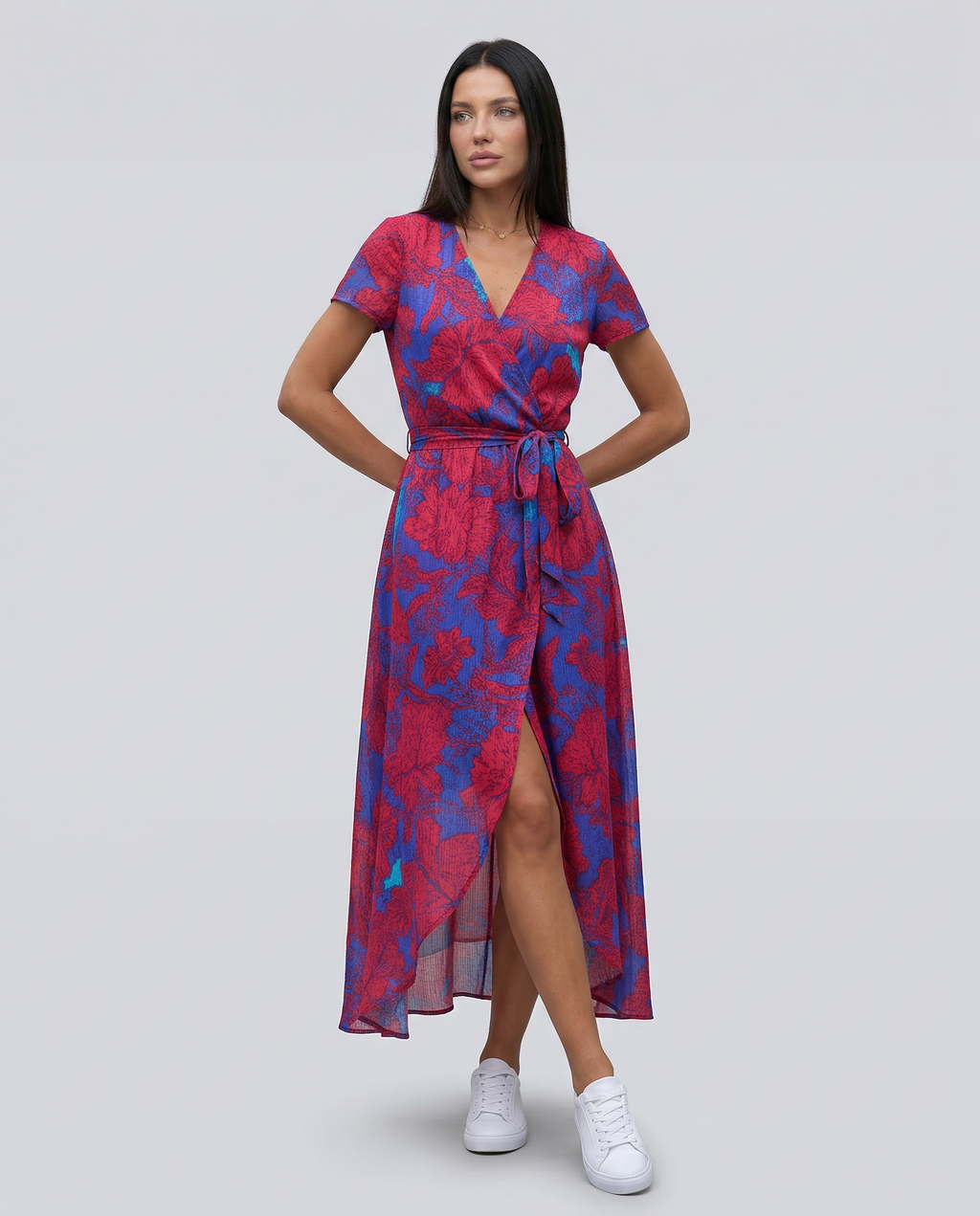 Wrap Maxi Dress with Short Sleeves