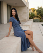 Wrap Maxi Dress with Short Sleeves