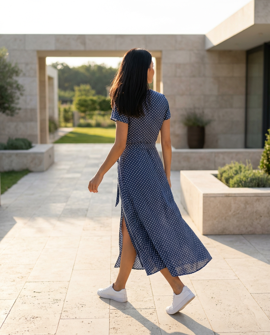 Wrap Maxi Dress with Short Sleeves