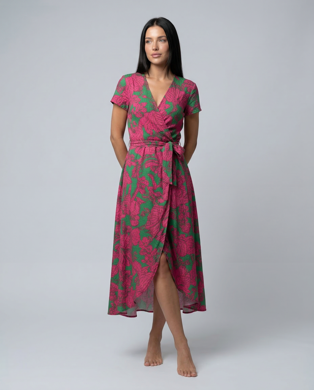 Wrap Maxi Dress with Short Sleeves