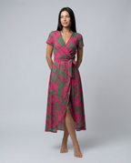 Wrap Maxi Dress with Short Sleeves
