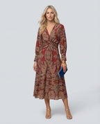 Printed Midi Dress with Tie Waist