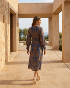 Printed Midi Dress with Tie Waist