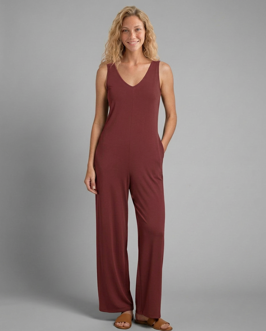 Sleeveless V-Neck Jumpsuit