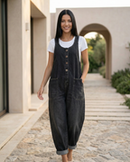 Denim Jumpsuit with Button Front