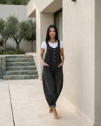 Denim Jumpsuit with Button Front
