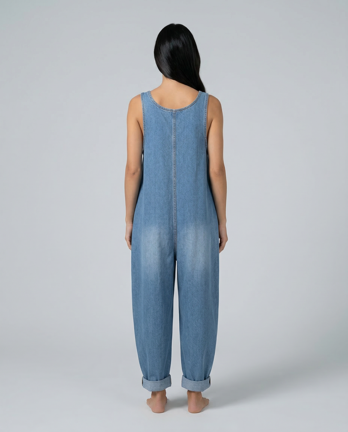 Denim Jumpsuit with Button Front