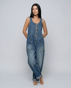 Denim Jumpsuit with Button Front