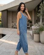 Denim Jumpsuit with Button Front