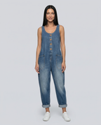Denim Jumpsuit with Button Front