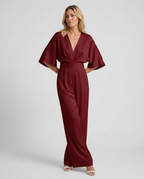 Wide-Leg Jumpsuit with V-Neckline