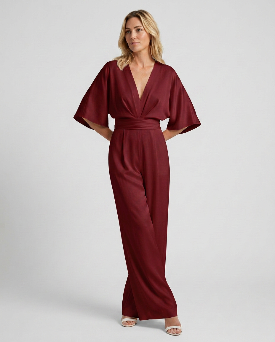 Wide-Leg Jumpsuit with V-Neckline