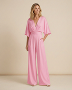 Wide-Leg Jumpsuit with V-Neckline