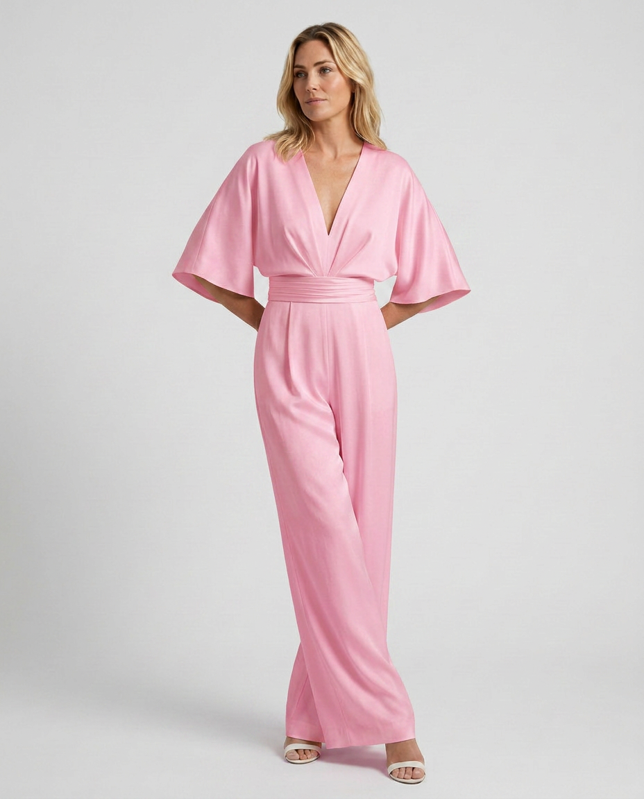 Wide-Leg Jumpsuit with V-Neckline
