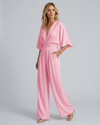 Wide-Leg Jumpsuit with V-Neckline