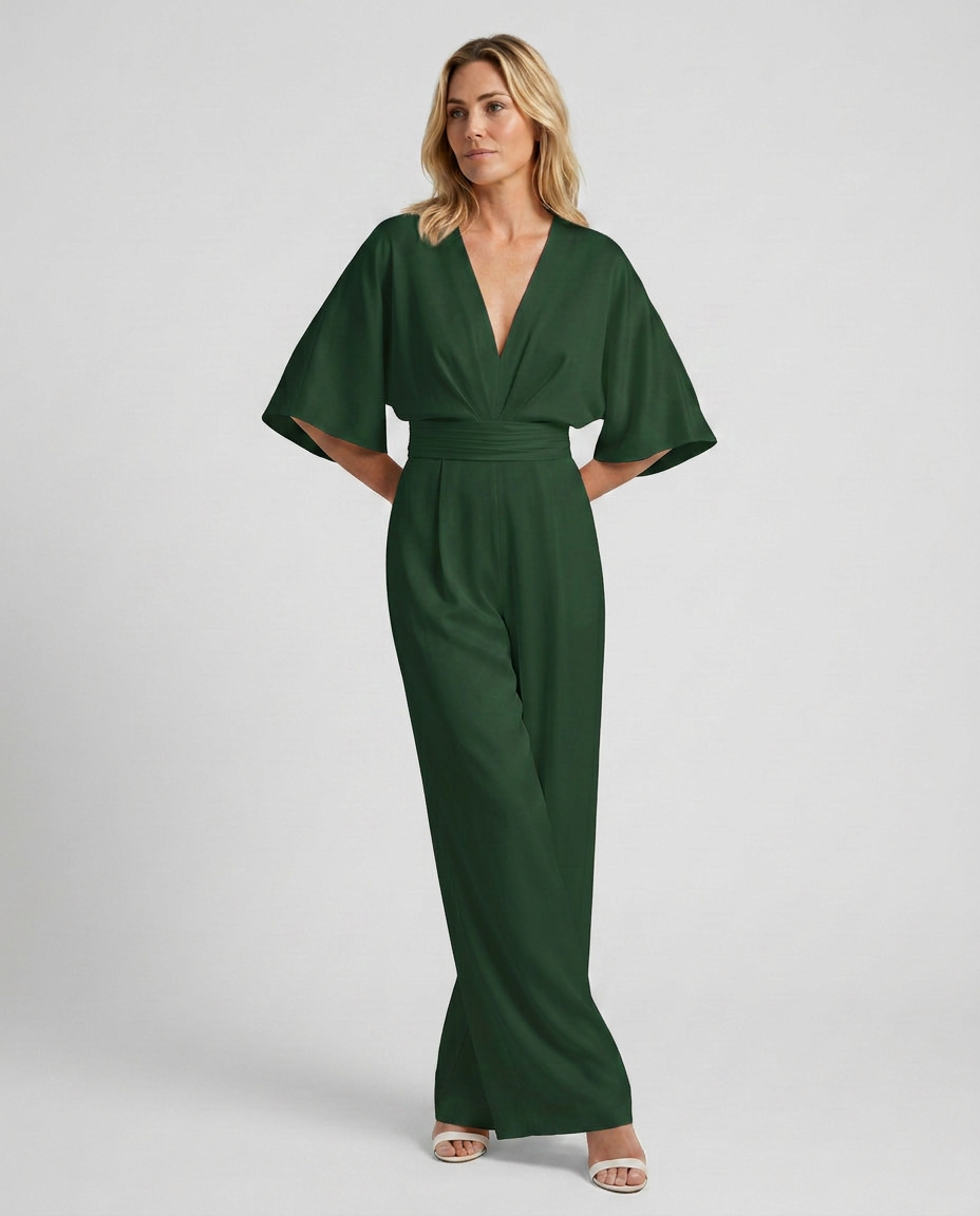 Wide-Leg Jumpsuit with V-Neckline