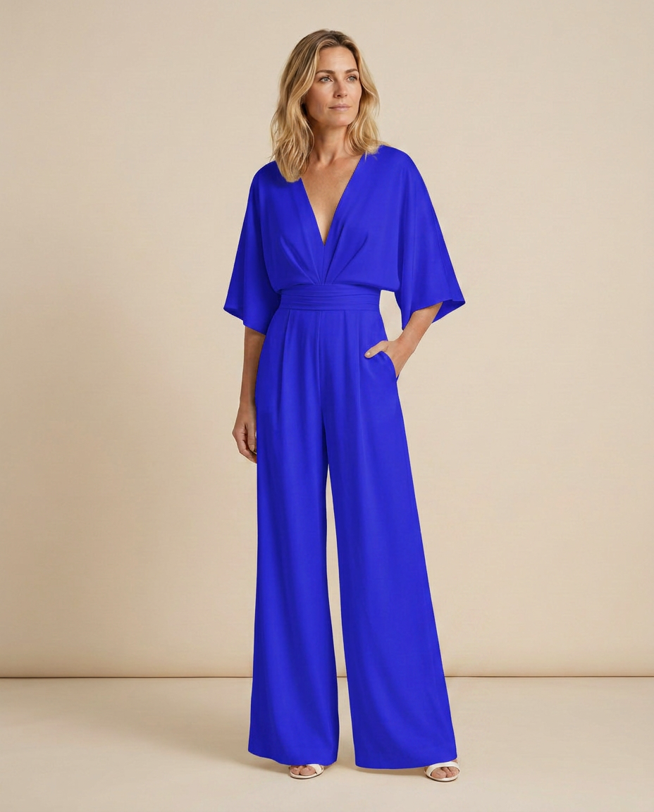 Wide-Leg Jumpsuit with V-Neckline