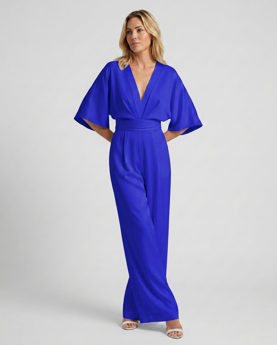 Wide-Leg Jumpsuit with V-Neckline