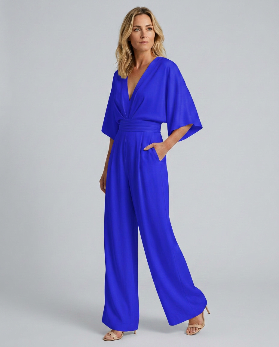 Wide-Leg Jumpsuit with V-Neckline
