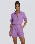 Casual Button-Front Short Jumpsuit