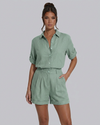 Casual Button-Front Short Jumpsuit