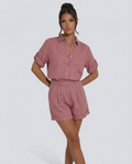 Casual Button-Front Short Jumpsuit